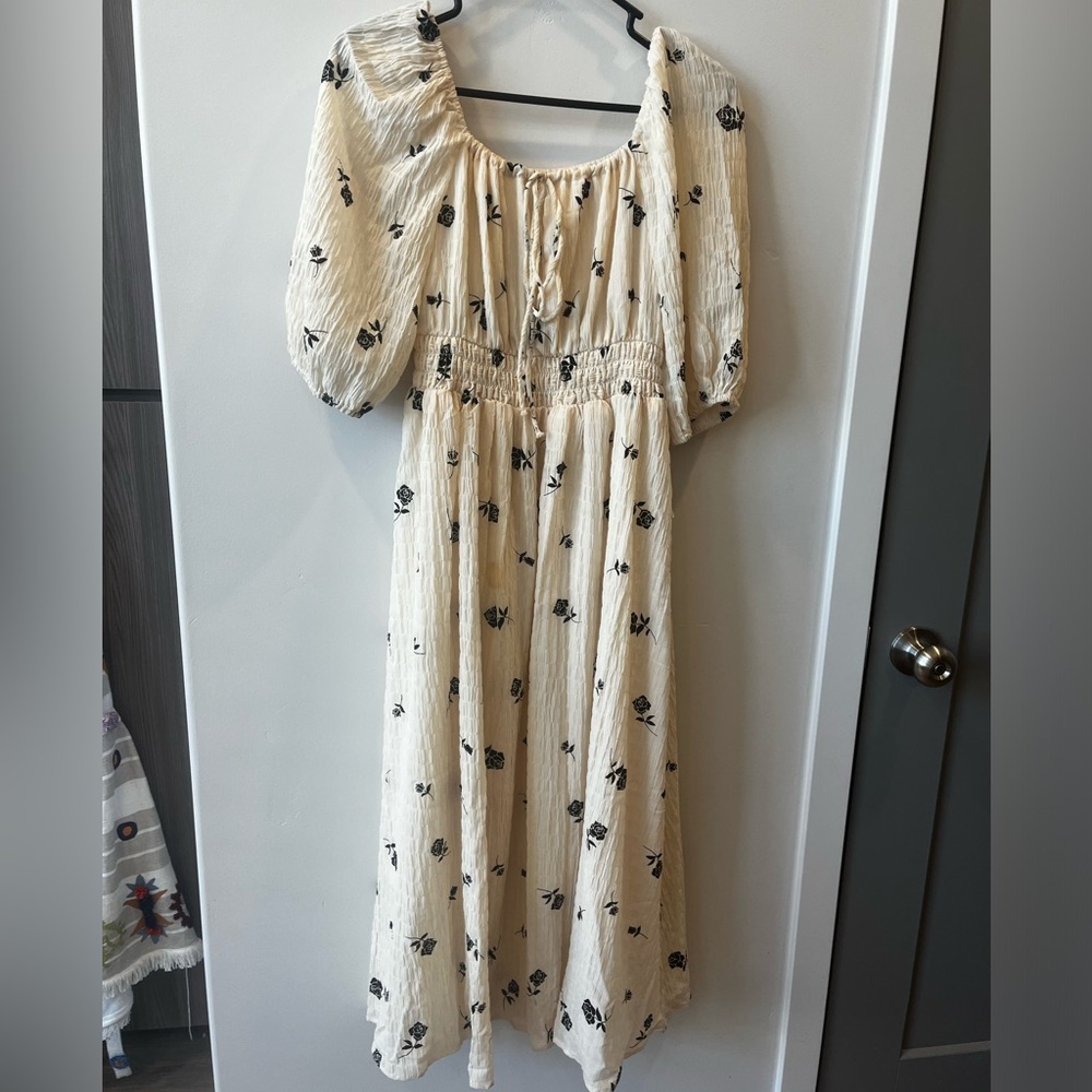 Cream and black dress